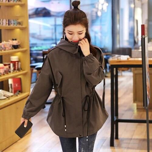 Autumn 2020 New Style Short Coat Female Trench Korean Loose Wild Hooded Spring and Autumn Leisure Cloak Style Women Outwear k968