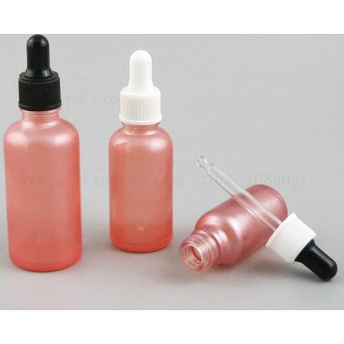 10PCS 100ml 50ml 30ml 10ml Pink Glass Pipette Dropper Bottle 1oz 1/3oz Essential Oil e liquid Container With black white cap