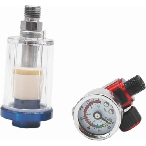 Scratch Spray Gun Air Regulator Gauge & In-Line Water Trap Filter Tool Spray Gun Regulator And Mini Spray Gun Air Filter