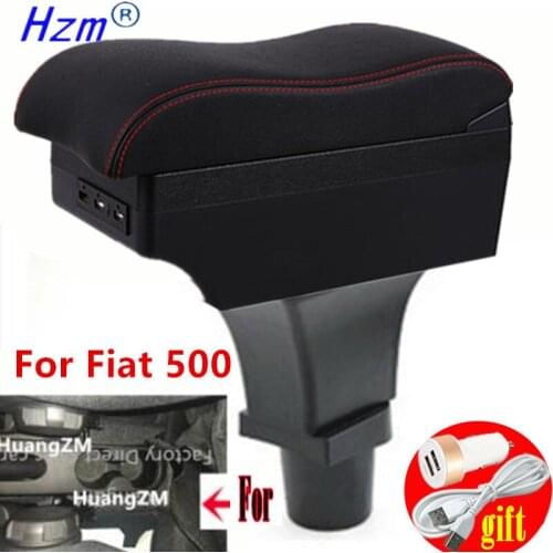 For Fiat 500 Armrest box Interior special Retrofit parts Center Car Armrest box Center Storage box USB
