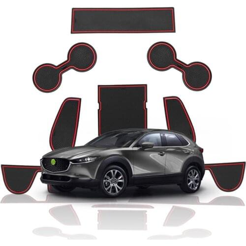 RUIYA Car Anti-Slip Rubber Door Groove Mat For CX-30 2019 2020 Auto Interior Dust-Proof Slot Pad Accessories 9 Pieces