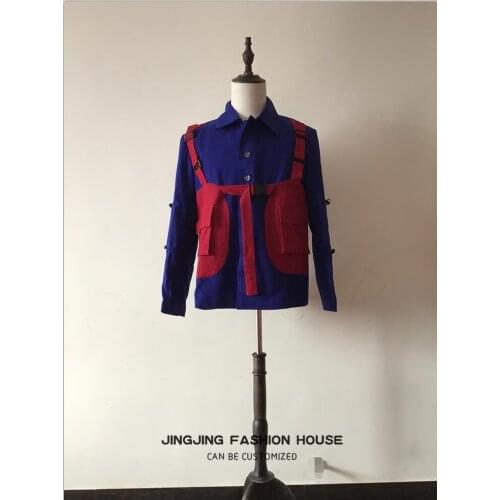 S-6XL!!2020 Fashionable dress stereo clipping is mixed together gray stripe is black close buckle waistcoat jacket men and women