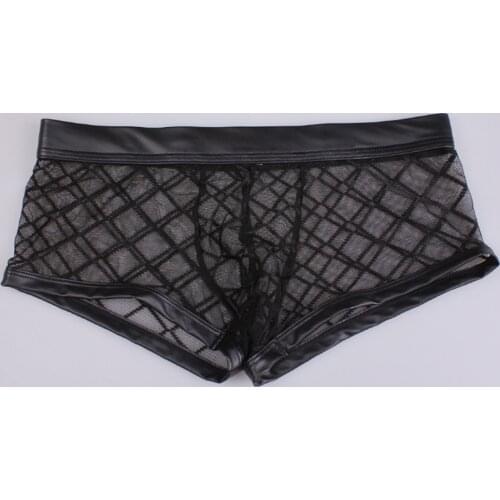 Hot Men Mesh Transparent See Through U-convex Underwear Lingerie Gay Wear Pants Sexy Breathable Thin Boxer Black