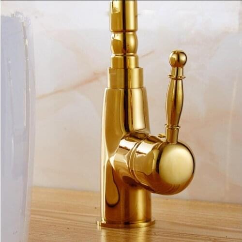 Vidric New Arrivals European Retro Style Crane Gold Kitchen Faucet Swivel Bathroom Basin Faucet Brass Sink Faucet Water Mixer Ta