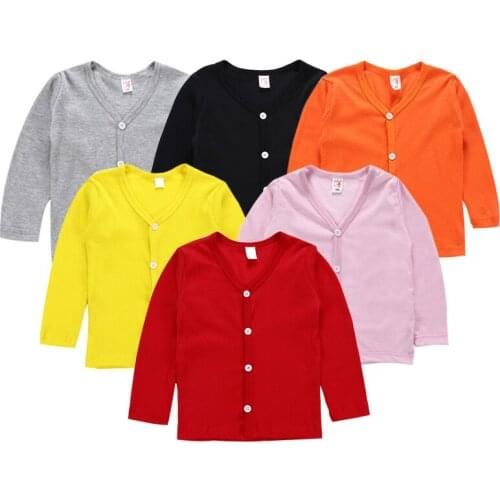 Baby Boys Girls Knitted Cardigan Autumn Kids Long Sleeve V-Neck Sweater Children Button Outwear Casual Tops Kids Clothes