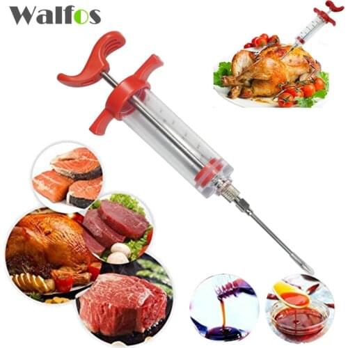 WALFOS high quality Professional Meat Marinade Injector Flavor Syringe For Poultry Turkey Chicken Grill Cooking BBQ Tool