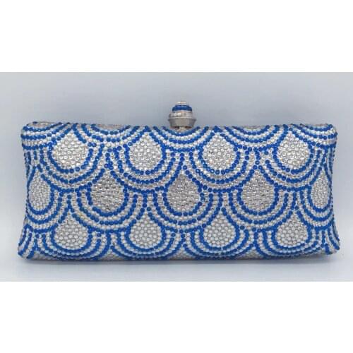 XIYUAN White/Blue Crystal Clutches Women Purse Fashion Diamond Wedding Bridal Lady Shoulder Purses And Handbags Small Phone Case