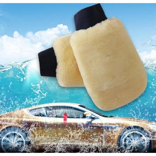 1PC Real Sheepskin Mitt Car Soft Polishing Glove Lambswool Washing Cleaning Polish Car Cleaning Washing
