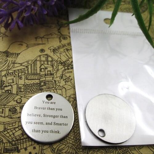 10pcs--"you are Braver than you believe..."stainless steel charms 5 styles for choosing DIY Charms for necklace bracelets