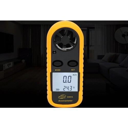 100pcs GM816 HandheldDigital Wind Speed Gauge Meter GM816 30m/s (65MPH) Pocket Smart Anemometer Air Wind Speed