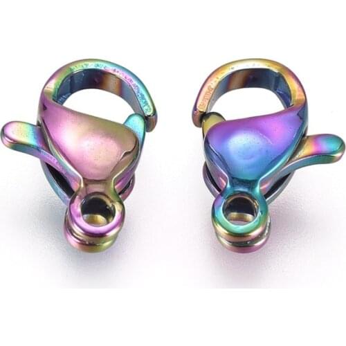 100pcs Multi-color Vacuum Plating 304 Stainless Steel Lobster Claw Clasps Hooks For For DIY Jewelry Accessories F60