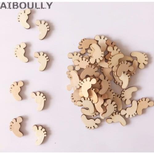 100pcs DIY Natural Wooden Cute Baby Foot Spacer Loose Beads Fit kids Handmake Baby Show Wedding Xmas Party Crafting Decoration