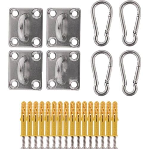 2 Sets Suspended Ceiling Wall Mount U-Shaped Hooks Stainless Steel Heavy Duty Multi-Function Hammock Hook Metal Base