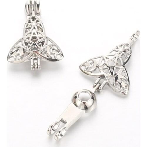 5pcs Fine Sun stars Pearl Cage Locket Pendant Jewelry Making Bead Cage Aroma Essential Oil Diffuser Box For Oyster Pearls