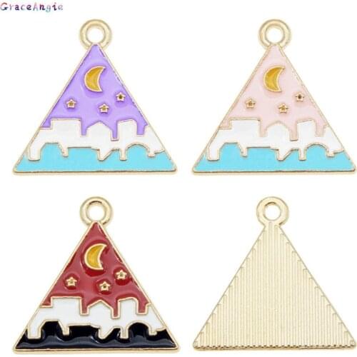 6Pcs triangle charm for earrings necklace pendant moon star colorful enamel Jewelry Geometric Bracelet Accessories Findings Gift
