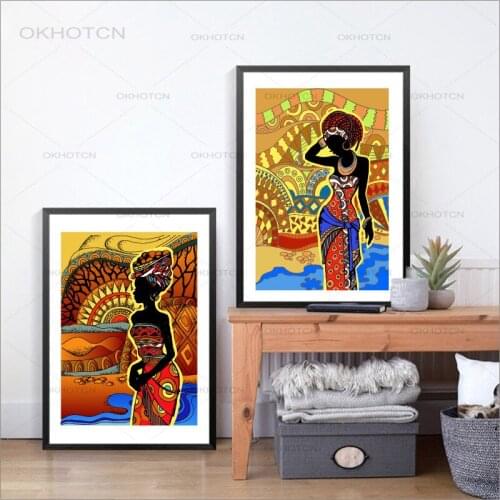 Abstract Canvas Art Print Painting African Woman Wall Art Pictures For Living Room Home Decoration Vintage Posters And Prints