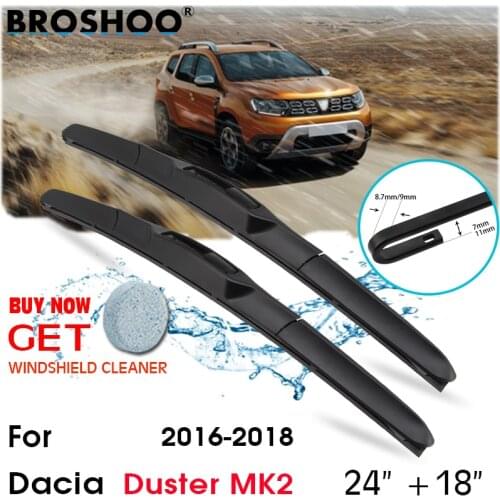 Car Wiper Blade Front Window Windscreen Windshield Wipers Blades J hook Auto Accessories For Dacia Duster MK2 24"+18" 2016-2018
