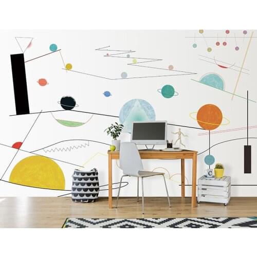 Bacal modern planet wall stickers wall mural for kids room living room 3D Cartoon decal mural art 3d Wallpaper Decor Poster