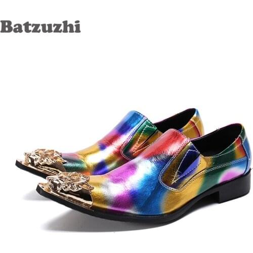 Batzuzhi Italian Style Luxury Men Shoes Genuine Leather Pointed Toe Men Dress Shoes Business Style Men Brand Oxfords Shoes