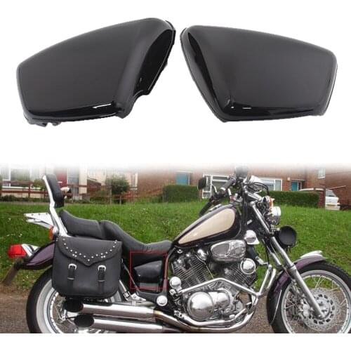 Motorcyle Gloss Black L&R Side Battery Fairing Cover Panel Protection Guard For Yamaha XV700 750 1000 1100 Virago 1984-Up