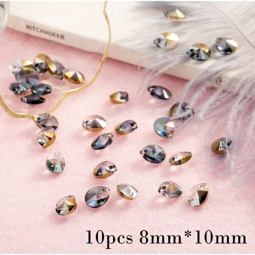 High Quality 16pcs 8mmx10mm Beads Multicolor Crystal Beads Egg Shape Charm Glass Bead Loose Spacer Bead For DIY Jewelry Making