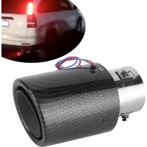 Carbon Fiber Exhaust Muffler Tip Tail Pipe with Luminous LED Light 1.4-2.5in Universal style