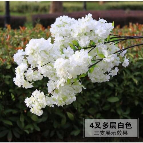 Artificial Silk Cherry Blossoms flowers bunches Wedding home Party Sakura bunch Silks flower Cherrys plum DIY tree Decoration SN