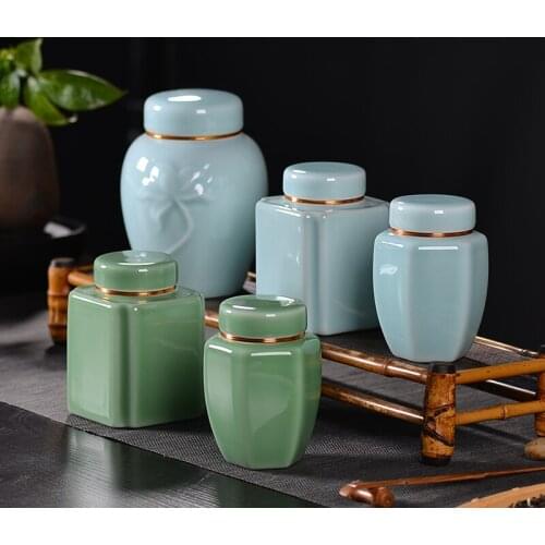 Chinese Tea Bag Storage Box Coffee Container Organizer Sugar Coffee Tea Containers Porcelain Jar Organizador Te Tea Container