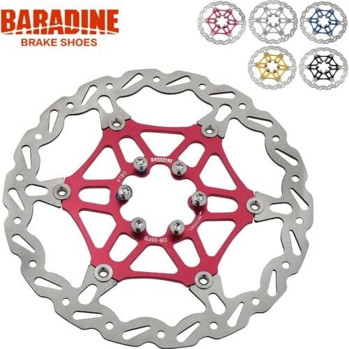 Baradine Light Weight Colorful Bike Floating Disc Brake Rotor 160mm 180mm 6-Bolt Red Blue Black Gold Silver