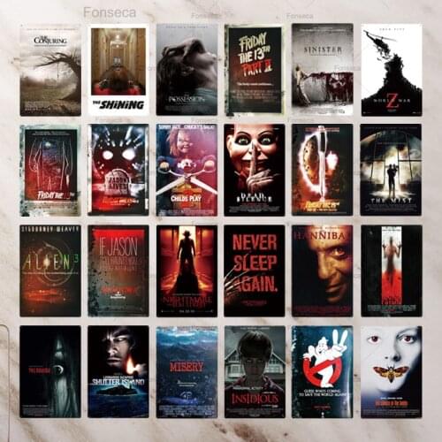Horror Movie Metal Poster Plaque Metal Vintage Thriller Movie Metal Tin Sign Wall Decor for Bar Pub Club Man Cave