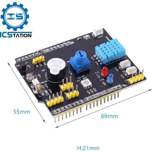 Multi-function Expansion Board for Arduino UNO R3 LM35D DHT11 Temperature Sensor Passive Buzzer Infrared Receiver Shield