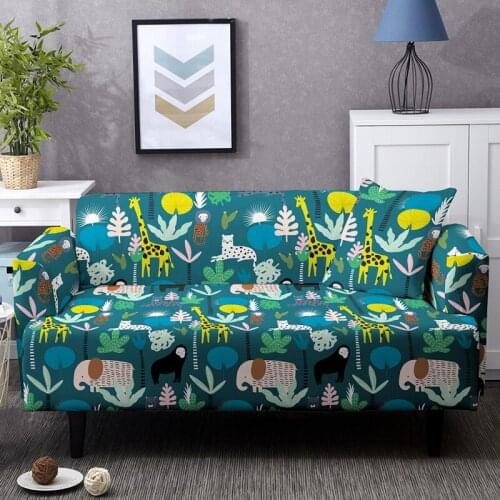 Cartoon Animal Combination Sofa Cover Non Slip Stretch Slipcovers Sectional Elastic Couch Covers For Living Room 1/2/3/4 Seats