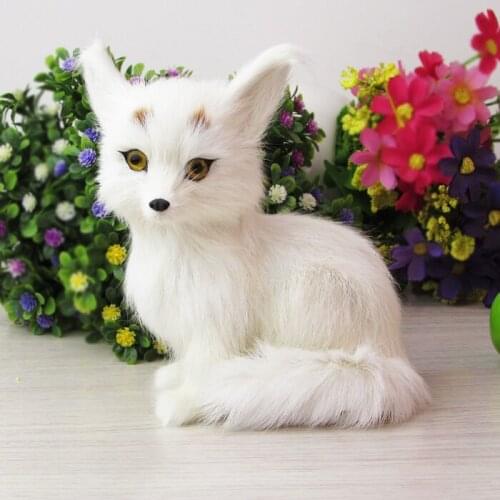 Real fur about 11x15cm white fox model car ornament decoration gift h1312