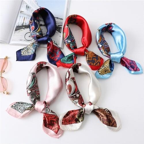 2020 New Silk Square Scarf Hair Print Lady Scarf Head Wraps for Women Bandana Fashion Small Neck Headkerchief Accrssories summer