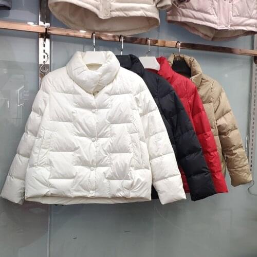 2021 autumn and winter season new down jacket womens short casual large size thin and small white duck down jacket