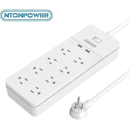 NTONPOWER Smart Power Strip with 8 AC 2 USB Surge Protector US Plug Extension Socket with 1.5M Power Cord for home office