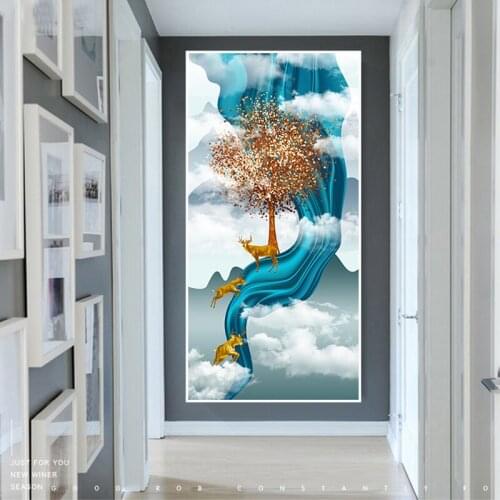 Landscape Canvas Wall Art Poster and Prints Abstract Nordic Animal Tree Oil Painting Wall Picture For Living Room Home Decor