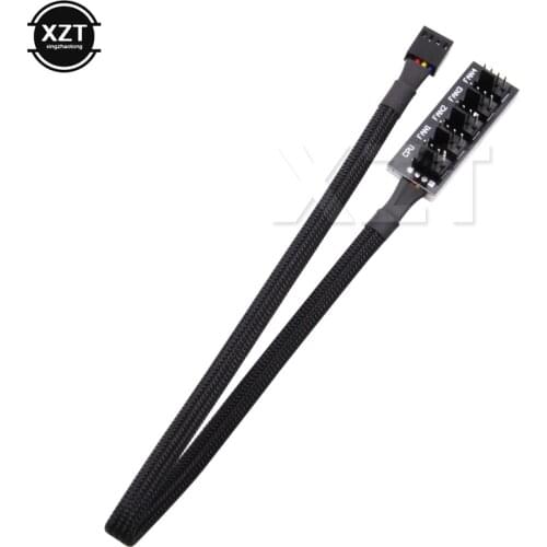 1PCS TX4 PWM CPU 1 to 5 4-pins Molex Cooler / Case / Chasis Cooling Fan Power Cable High quality Black support up to five fans
