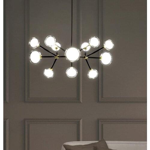 Modern Designer Glass and Iron LED Chandelier Large Crystal Chandelier Lighting Kitchen Home Decor Lustre Hanging Lamp Luminaria