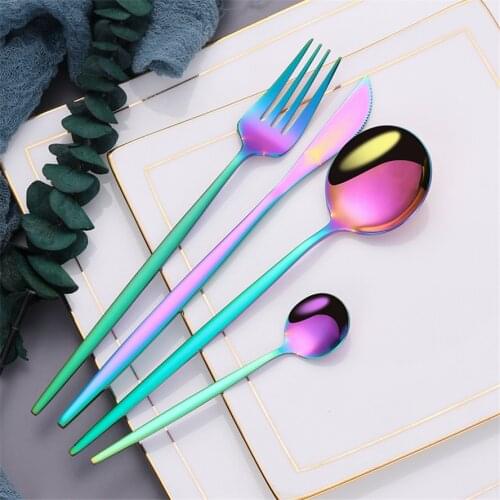 Tableware Stainless Steel Cutlery Knife Spoon Fork Dinnerware Kitchen Utensils Creative Tableware Combination Luxury Flatware
