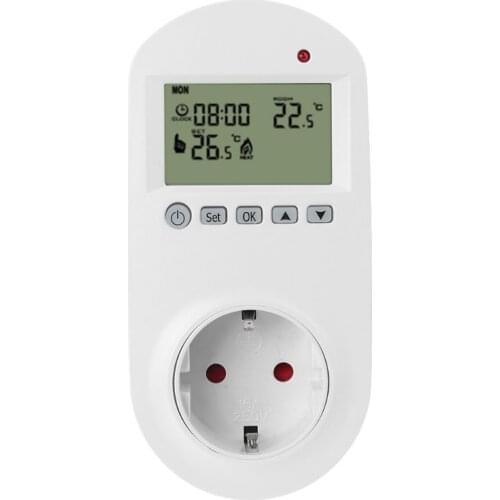 Programmable Plug in Thermostat EU Socket 16A Electric Heating Underfloor Room Temperature Controller