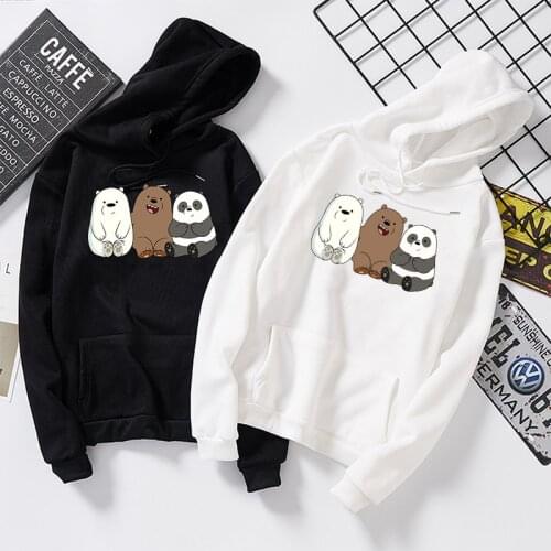 Harajuku Cartoon Panda Print Hoodies Women Casual Long Sleeve Loose Hooded Sweatshirt Autumn Winter Fleece Hoody Pullover Top