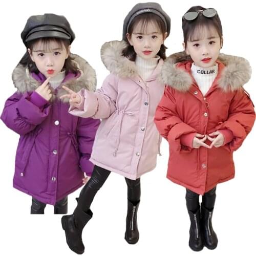 Keeping Warm Winter Girls Jacket Withstand The Severe Cold Thick Long Style Hooded Outerwear Coat For Kids Children Present