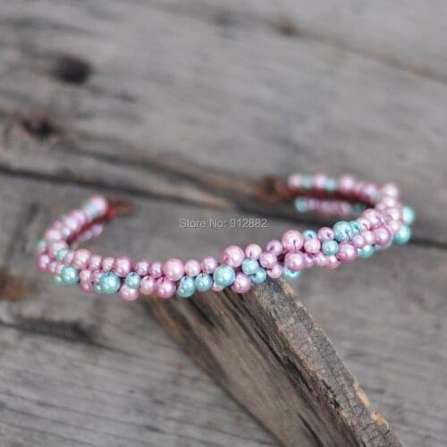 2021 Handmade Simulated multi Pearls Flower Crown Hair Garland Head Wreath Elegant Stylish Pearl Headband