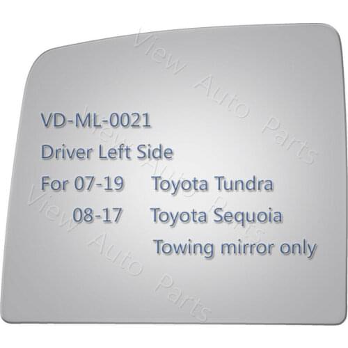 Upper Tow Mirror Glass for 2007-2019 Toyota Tundra Sequoia Driver Left Side
