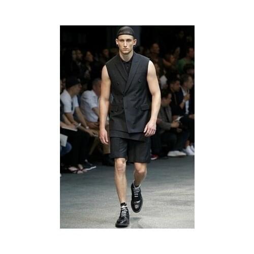 Spring New and summer mens fashion week, suit-style double-breasted slim waistcoat tailor-made for mens waistcoat show