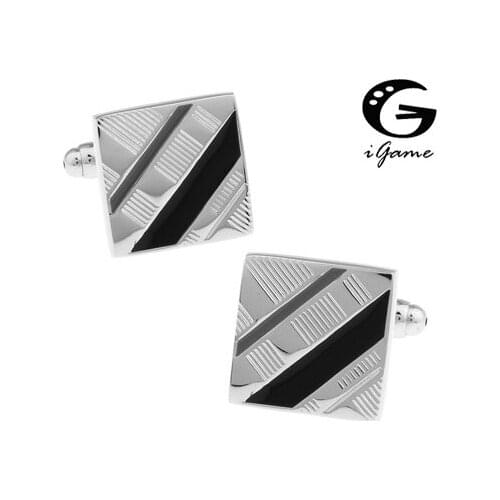 IGame Factory Supply Twill Cuff Links Black Color Paint Design Quality Brass Material Free Shipping
