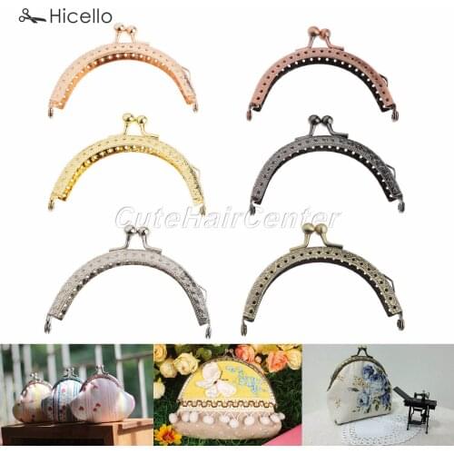 5sets/lot Metal Wallet Clips Frame Handle Kiss Clasp Lock 8.5cm*6.5cm Semicircle Retro carved for Bag Handbag Purse Hicello