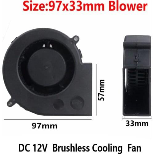 1pcs Gdstime DC 12V 97mm x 33mm 9733S 97mm Brushless Machine Turbo Barbecue Case Blower Cooler 97x33mm 9.7cm Blower Cooling Fan