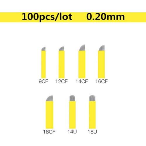 100PCS Tattoo Needles Microblading Eyebrow Blades Permanent Needles For Permanent Makeup Manual Pen Eyebrow Tattoo Needle